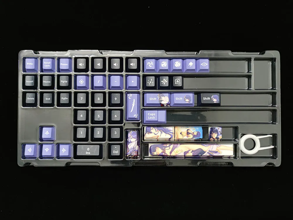 Genshin Auswirkungen Tastenkappen Tastatur Dekoration Raiden Shogun Keycap Anime Keycap Cool Man Fans Cosplay Zubehör Geschenke