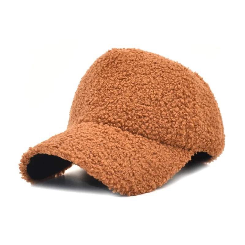 NEW Girl\'s Cute Fluff Lamb Woolen Cap Winter Women\'s Warm Baseball Caps Adjustable Size Trendy Teddy Casquette Hats For Women