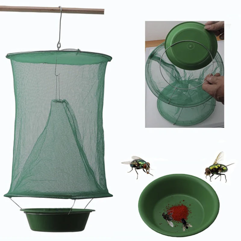 OGFFHH Health 1PCS Pest Control Reusable Hanging Fly Catcher Killer Flies Flytrap Zapper Cage Net Trap Garden Home Dropshipping