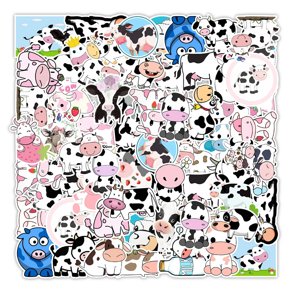 50pcs Milk Cow Stickers For Notebook Laptop Stationery Scrapbook Cute Sticker Aesthetic Scrapbooking Material Craft Supplies