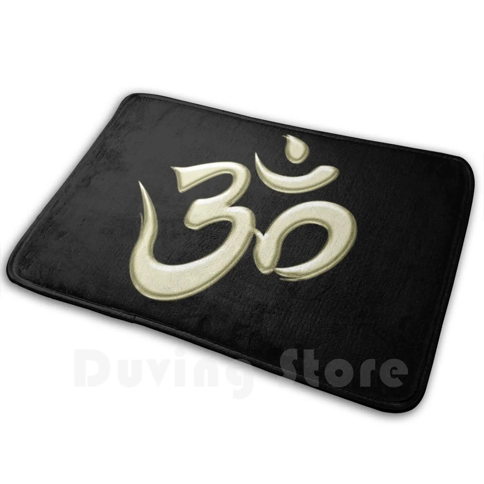 Golden Holy Om Soft Non-Slip Mat Rug Carpet Cushion Om Mantra Buddhism Hinduism Buddhist Hindu Spirituality Spiritually