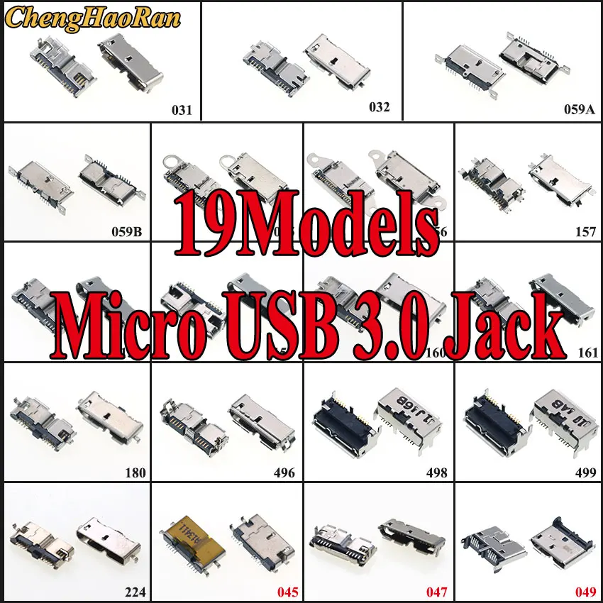 19Models Micro USB 3.0 10P female connector SMT/DIP/ Vertical USB socket for laptop phone for Tablet PC Micro USB 3.0 Jack