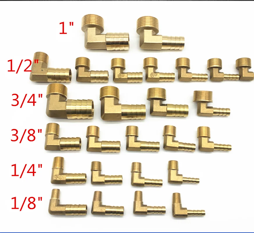 

1PCS/3PCS Brass Hose Barb Fitting Elbow 6~ 16mm To 1/4 1/8 1/2 3/8" BSP Male Thread Barbed Coupling Connector Joint Adapter