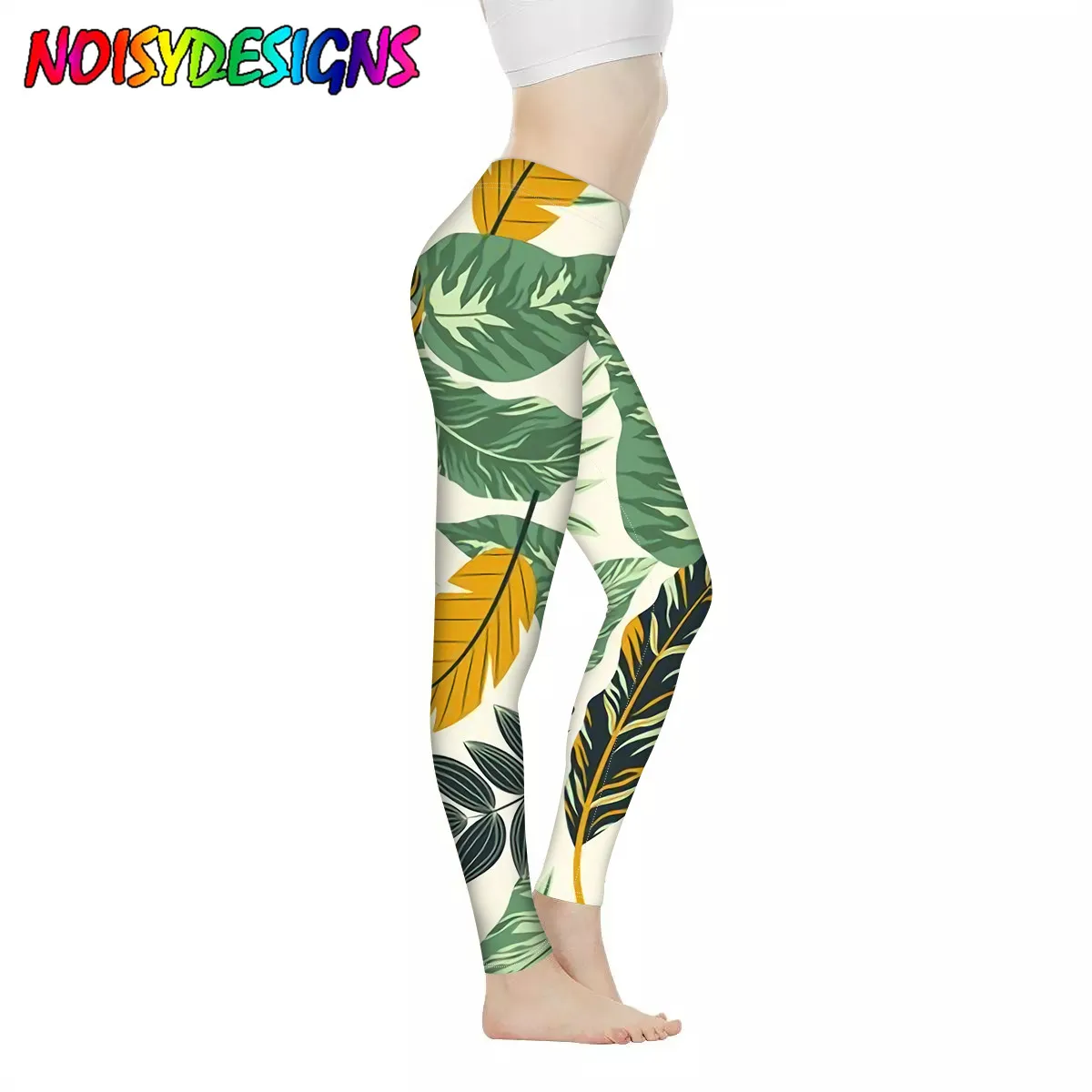 

NOISYDESIGNS 2021 Women New Leggings Gym Leggings Yoga Pants Hawaiian Tropical Plants Pattern Girl Sport Leggings Mujer