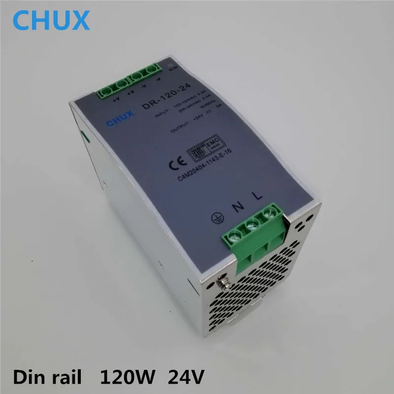 CHUX 24v Switching Power Supply 12v 48v 120w Din Rail type Single Output DR120W-24V Power Supplies for Led Strip