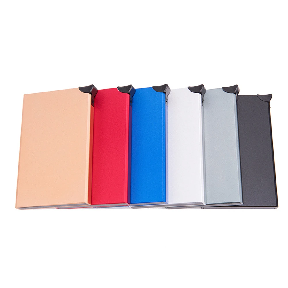 RFID Anti-theft Smart Wallet Thin ID Card Holder Unisex Automatically Solid Metal Bank Credit Card Holder Business Mini