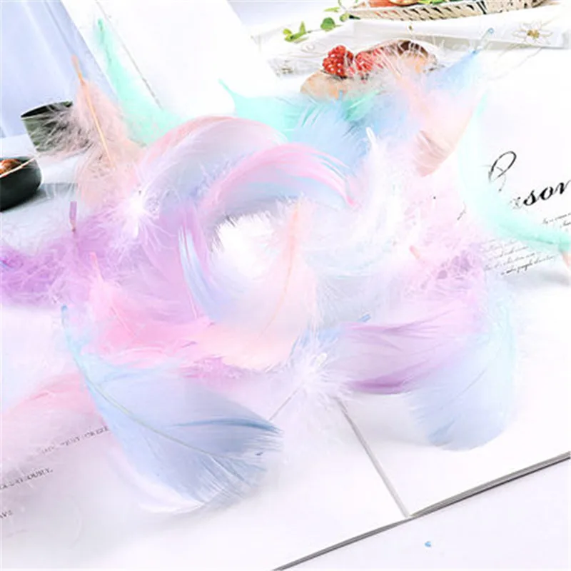 100pcs Natural Feathers 4-8cm 1-2 Inch Small Floating Goose Feather Colourful Feathers Plume for Decoration Plumes Craft