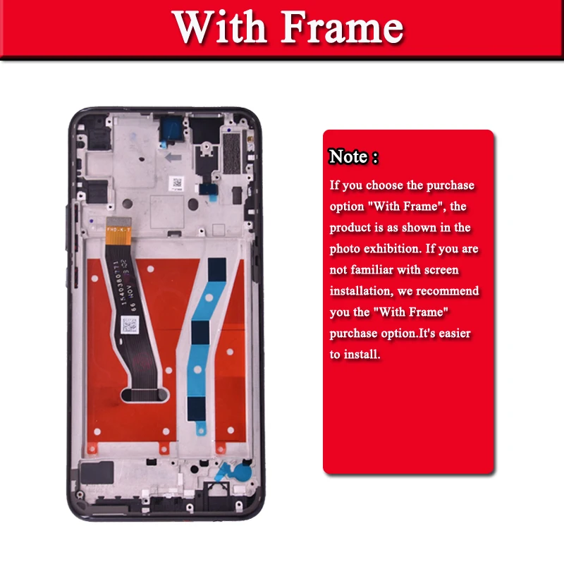 6.59\'\' For Huawei Y9 Prime 2019 LCD Display Touch Screen 10 touch Digitizer Assembly Frame For P Smart Z LCD Replacement