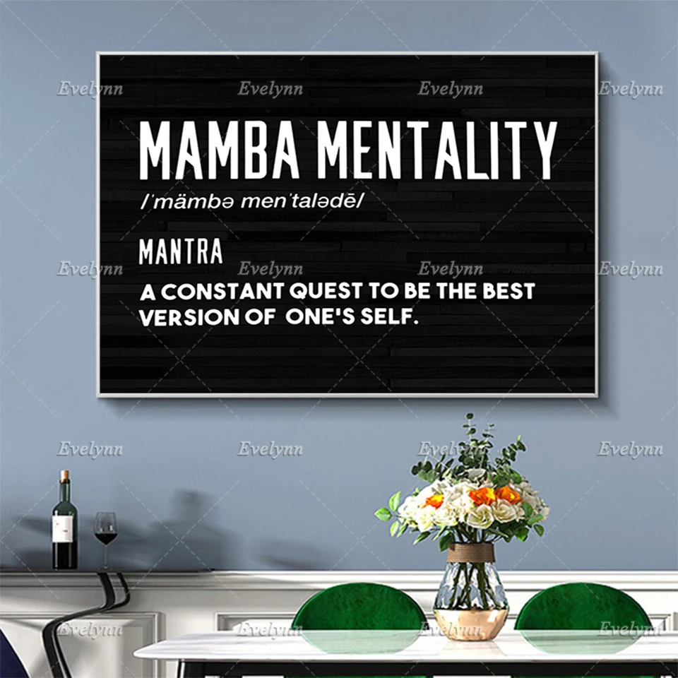 Motivational Quote Canvas, Mamba Mentality Wall Art Poster,Motivation, Best Gift, Room Art Decor- Mamba Mentality Floating Frame