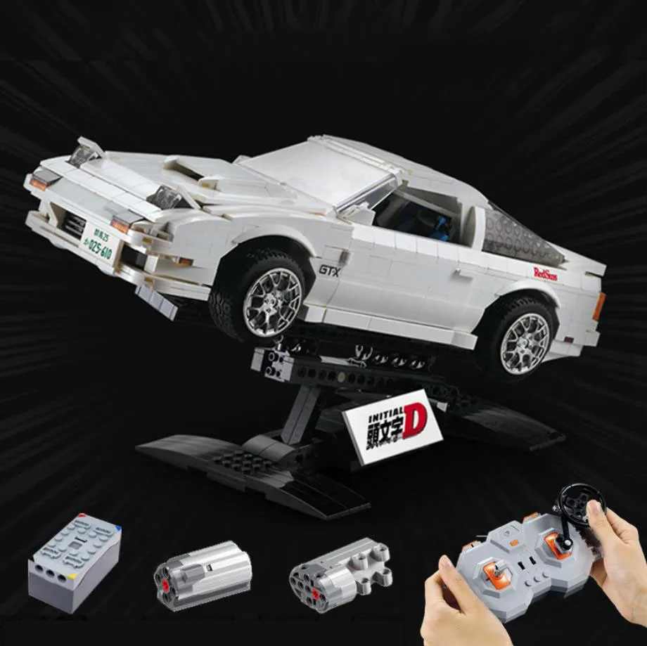 Redsun Initial D Technical Build Block 1:12 Scale Mazdas Rx7 Savanna Fc-3s Radio 2.4ghz Remote Control Car Brick Toy With Light