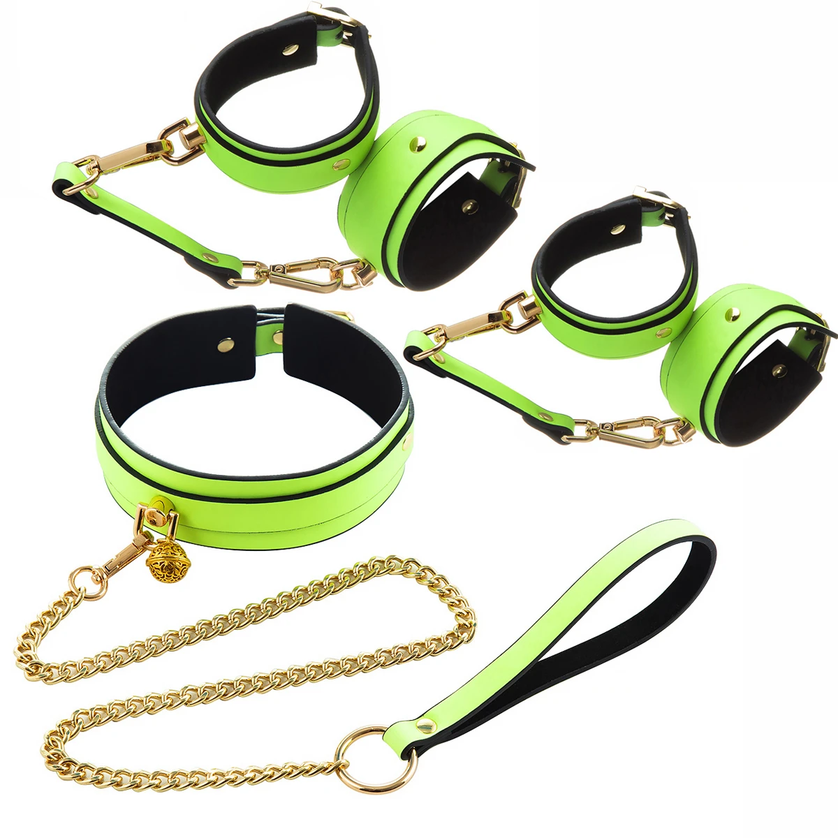 ثيرري 3 قطعة من ألعاب الجنس المثيرة المضيئة للأزواج لعبة الكبار BDSM مجموعة عبودية أصفاد للكاحل وطوق لعبة الوثن
