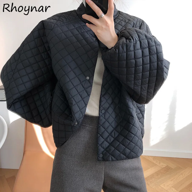 Parkas Women Short Style Winter Elegant Trendy Ulzzang Simple Solid Button-up Pockets Outerwear Girls Cozy All-match New Popular