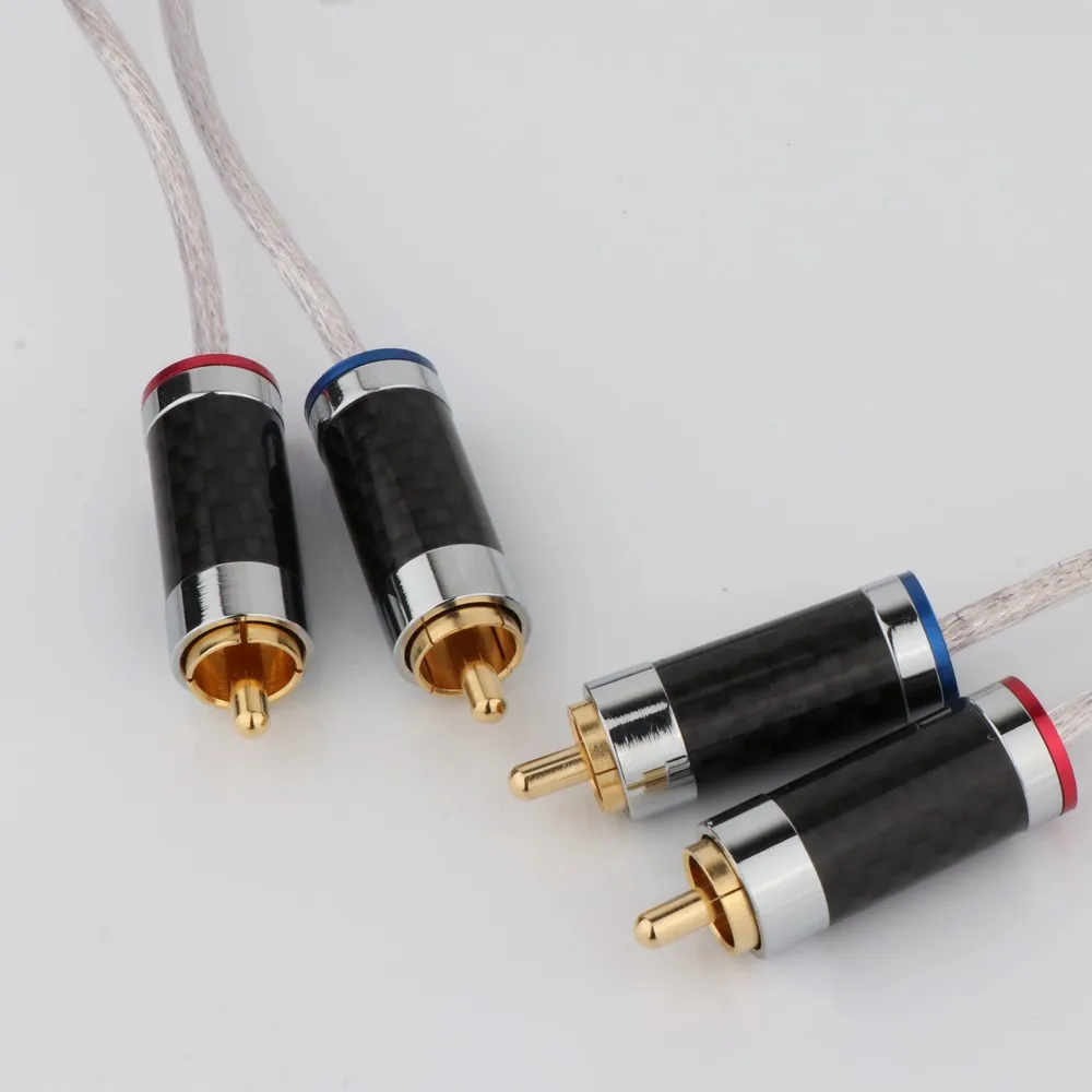 Preffair OCC plateado 2 RCA Cable RCA macho a macho 2 RCA Cable interconexión Cable de Audio HiFi