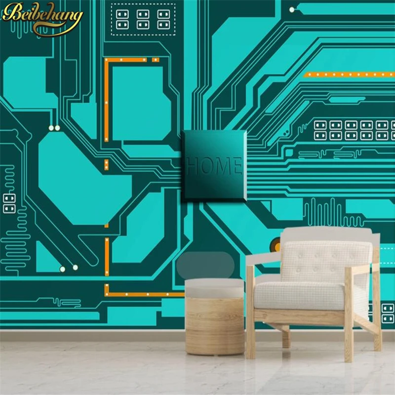 

Custom Photo Wallpaper for Living Room Green circuit diagram TV Background Home Decor Mural Wallpapers Wall Covering Stickers