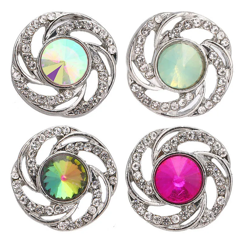 KZ3567 New Hollow style Crystal Rotated Colorful 18MM snap buttons fit DIY 18MM snap bracelet snap jewelry Gift