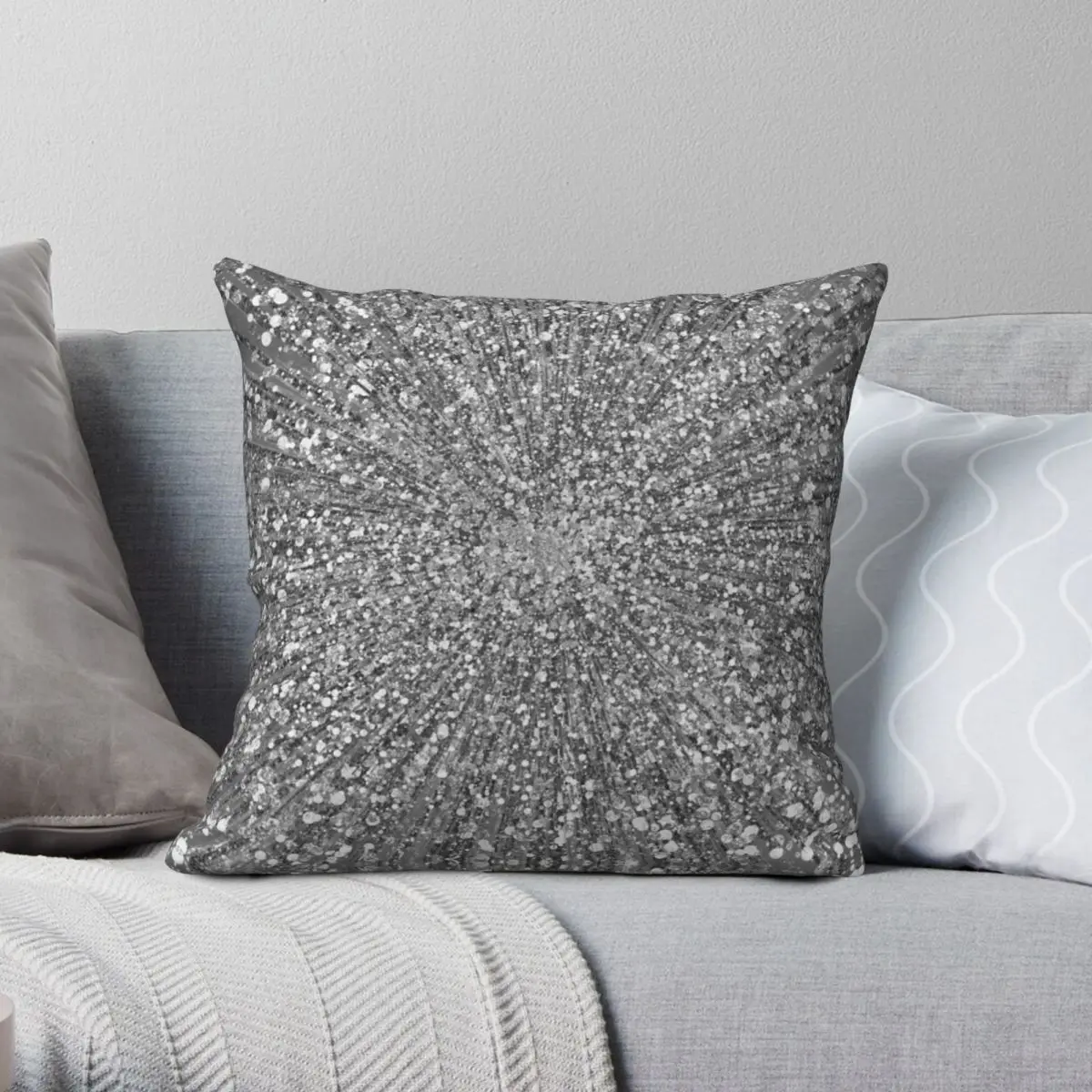 

Glitz Supernova Silver Square Pillowcase Polyester Linen Velvet Pattern Zip Decor Throw Pillow Case Sofa Cushion Cover