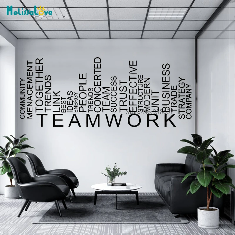 Teamwork Words Decal Sticker Elements of success meeting room office Decor Inspiration Removable Vinyl Wall Stickers BB408