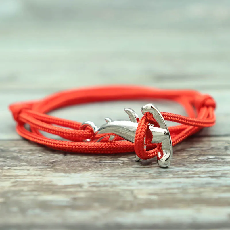 Pulsera de Paracord minimalista para hombre, brazalete de tiburón con Animal en el océano, pulsera náutica ajustable hecha a mano, regalo para él, Pulsera Tela