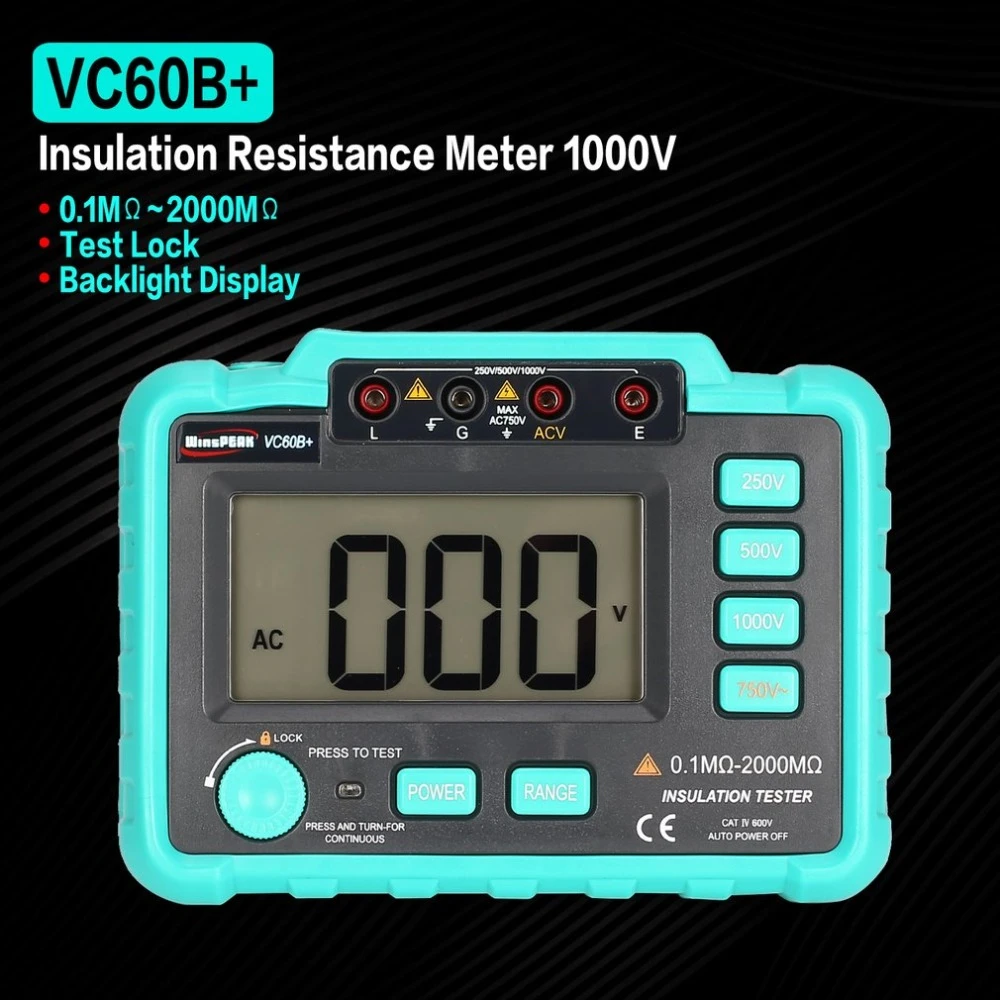 

VC60B 1000V Megamet Insulation Tester Megohmmeter InsInsulation Resistance Tester Megameter Multimeter Similar to UT501