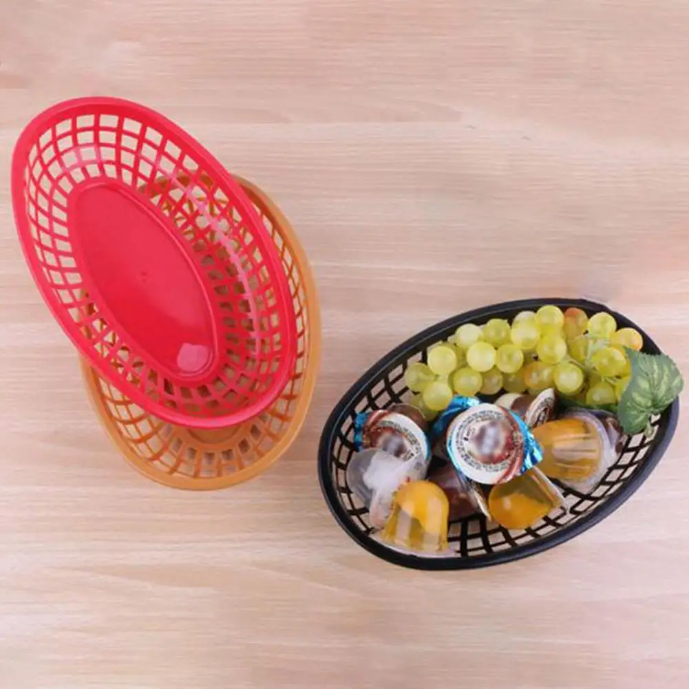 12Pcs Plastic Platter Oval Food Baskets For Fries Burgers Hot Dog Cake Hamburger Picnic Plate Restaurant Supplies Dropshipping