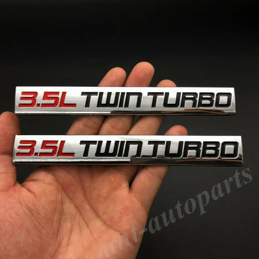 2pcs Metal Chrome 3.5L Twin Turbo Engine Car Trunk Emblem Badge Decals Sticker