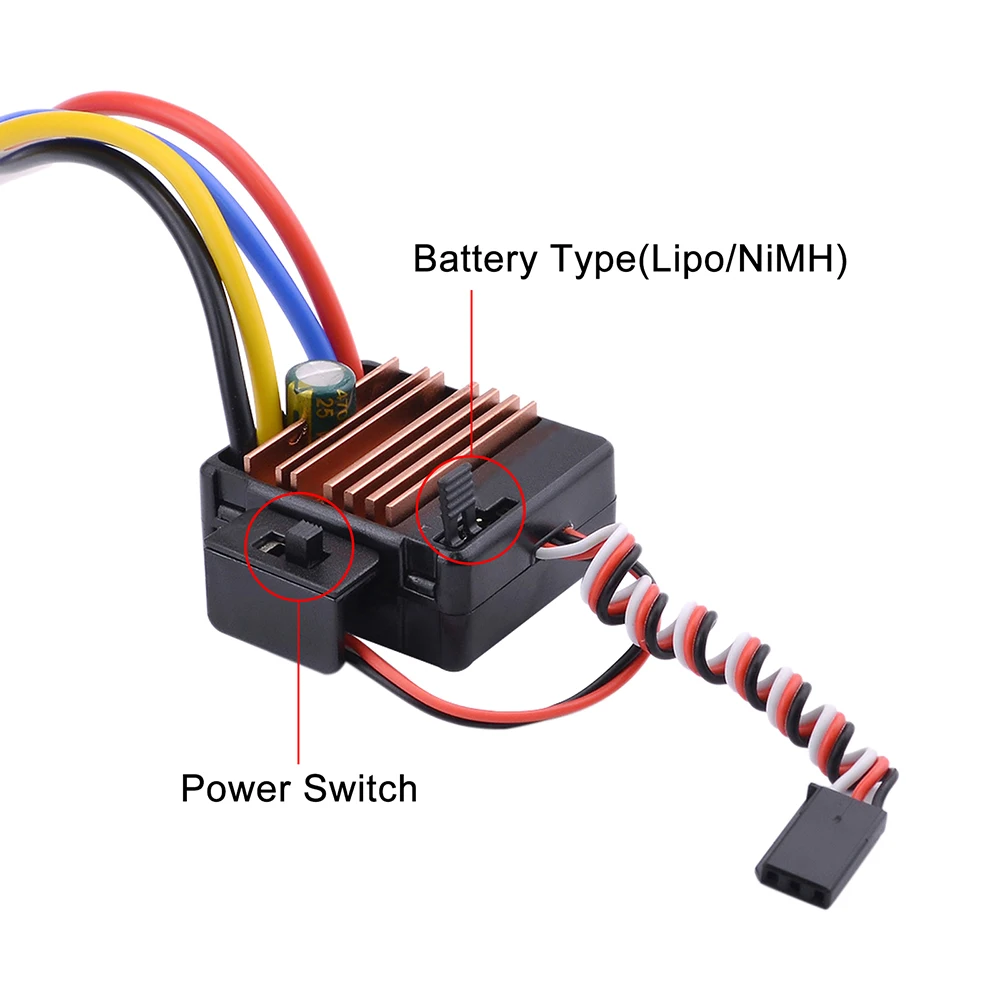 Overtreffen Hobby 60A Esc Geborsteld Electronic Speed Controller Voor 1/10 Tamiya Redcat Traxxas Wltoys 12428 Rc Auto 540 550 Motor