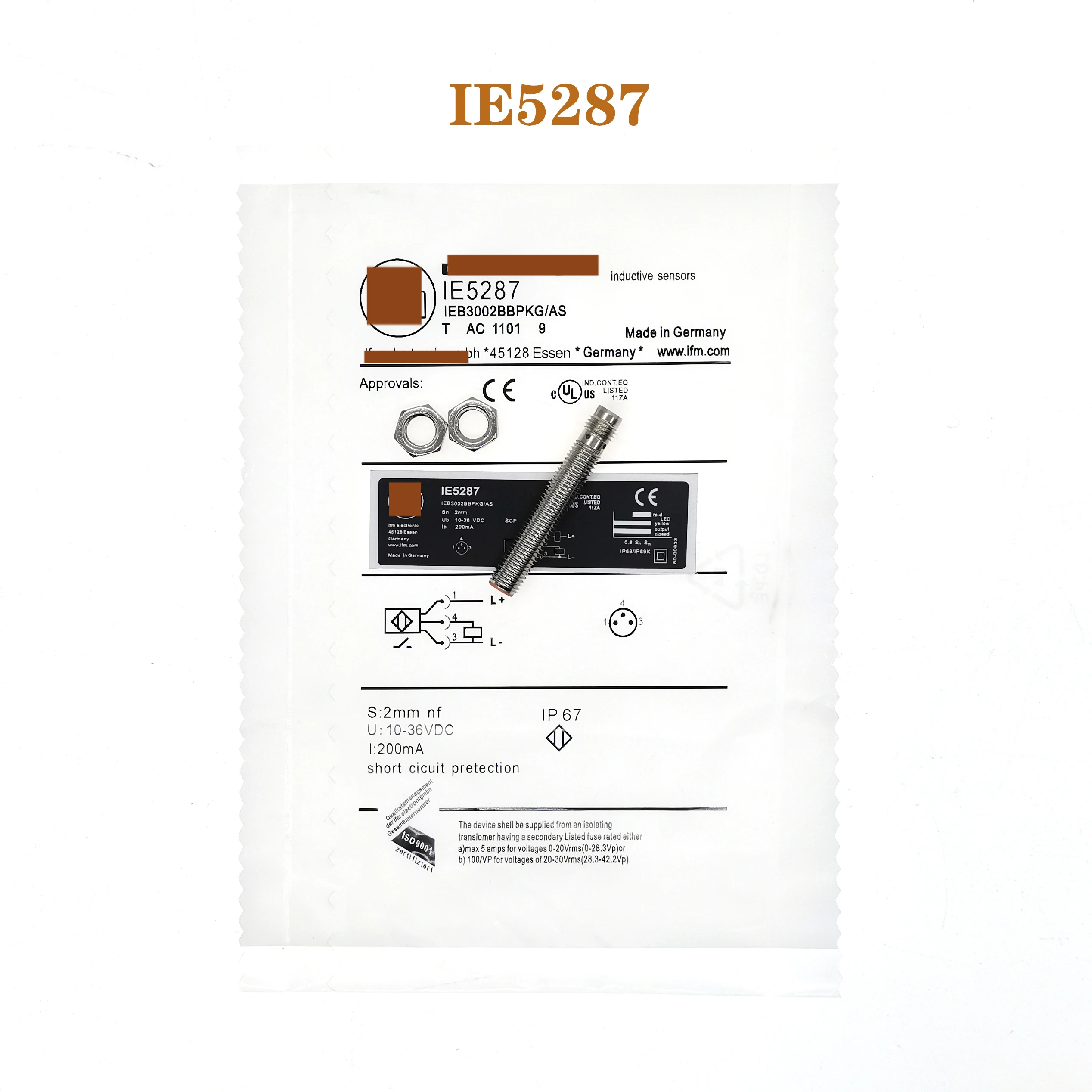 

New IE5287 IE5366 IE5367 IE5258 IE5329 IE5266 connector three-core PNP normally open inductive sensor metal sensor