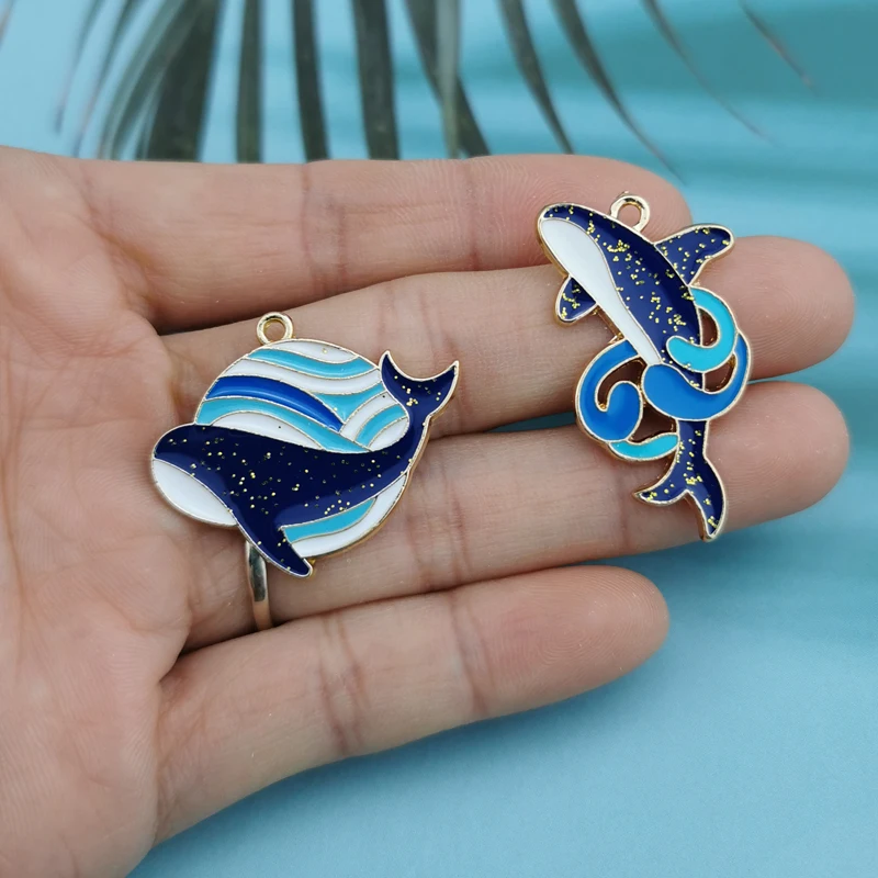 10db Keverés Lelök Beolajoz Zománc Dolphin Bálna charms Medál számára DIY Karcsat Nyakdísz ékszer Gyártás kiegészítők