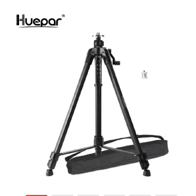 Huepar 1.6M Laser Level Tripod Aluminum Flat Head Adjustable Height Tripod Stand with Handle Bubble for Self leveling Level