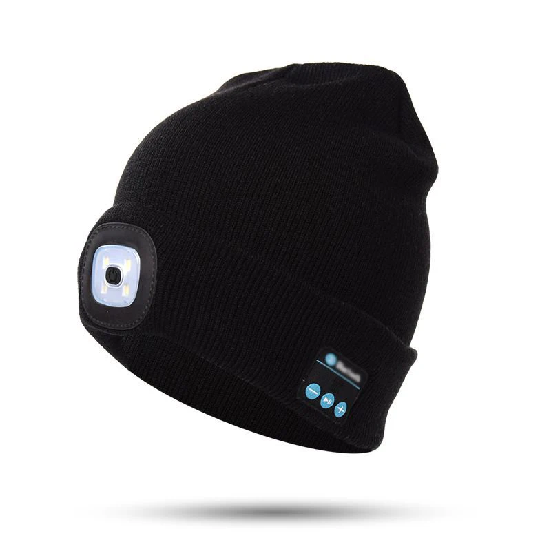 Winter LED Lighted Bluetooth Cap Warm Beanies Outdoor Camping Climbing Caps Beanie Hat Flash Headlight