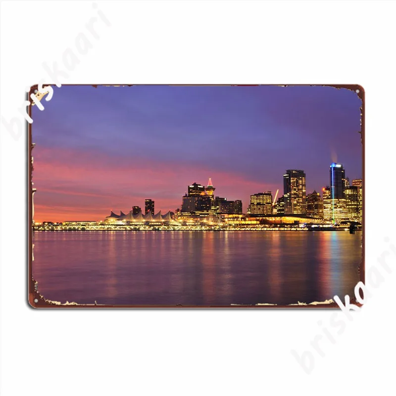 Vancouver Canada In Night Metal Plaque Poster Wall Pub Mural Design Poster Tin Sign Posters