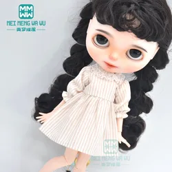 Ropa de muñeca Blyth, falda a rayas de moda, vestido retro, juguetes de regalo, 30cm