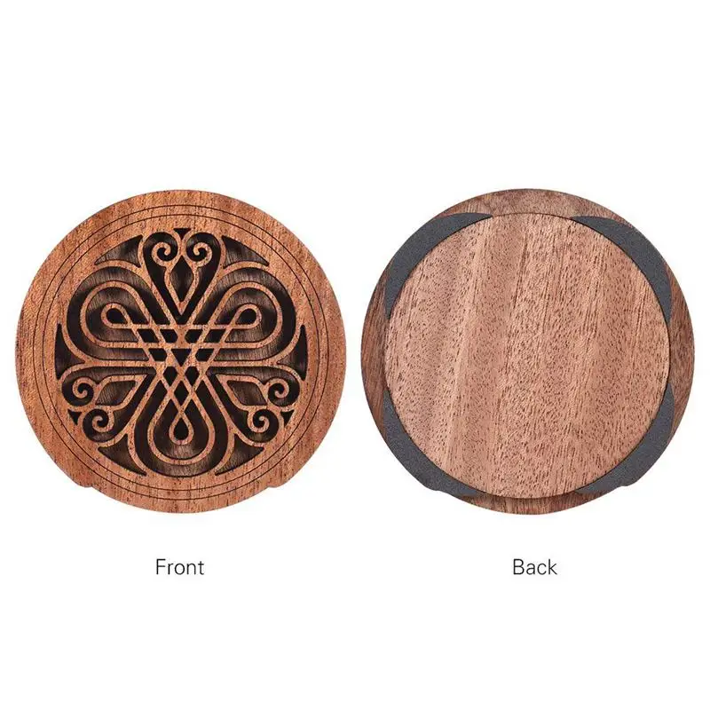 Guitar Wooden Soundhole Sound Hole Cover Block Feedback Buffer Mahogany Wood for EQ Acoustic Folk Guitars 7#