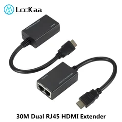 LccKaa 1080P HDMI-compatible Over RJ45 CAT5e CAT6 UTP LAN Ethernet Extender Repeate Up to At Least 100ft (30M)