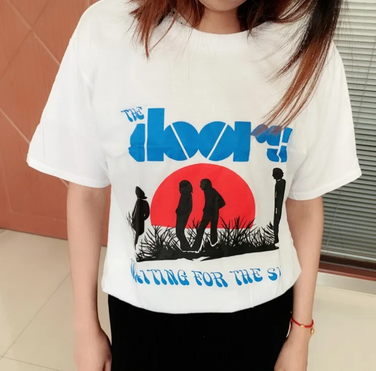 Sunfiz T Shirt Women Doors Sun Print Graphic Tee Kawaii Top Female Clothes Casual Y2k Vintage Aesthetic Streetwear Flora