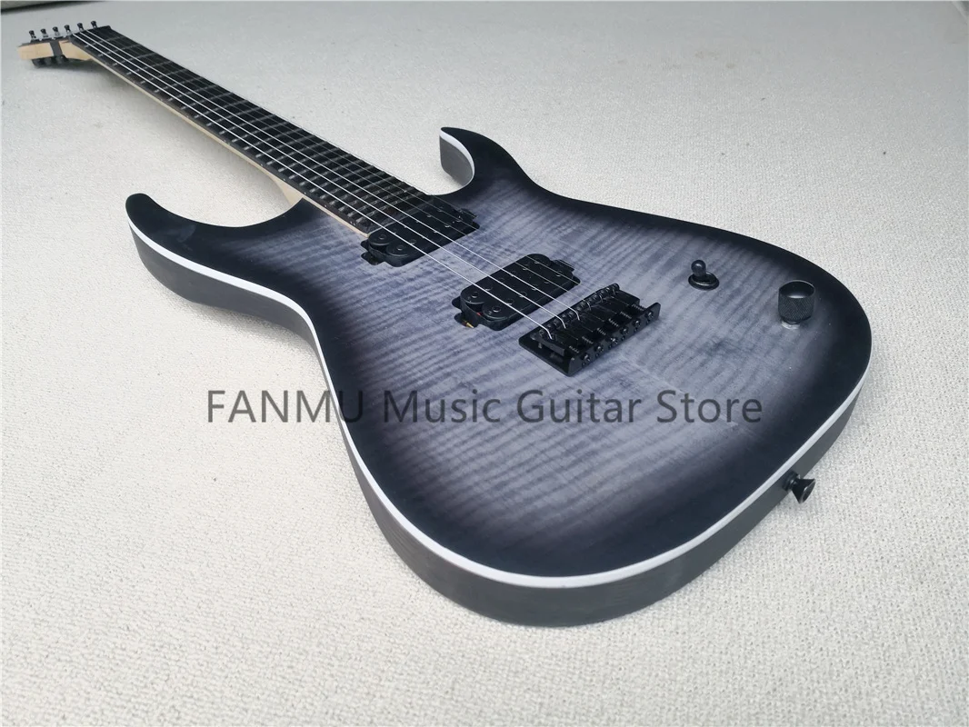 free shipping 6 strings electric guitar,matte black ASH wood body,HH pickups,fixed bridge,white binding