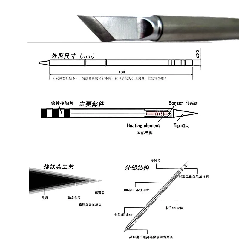 11/10/7/5/4PCS punte per saldatore elettrico T12 riscaldamento rapido del nucleo di riscaldamento per ugello di saldatura di ricambio della stazione di saldatura T12