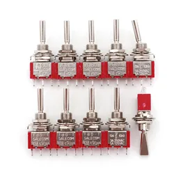 10Pcs SH T8014B-U Flatted Lever 3Pin One Side Momentary ON-OFF-MOM SPDT Mini Toggle Switch