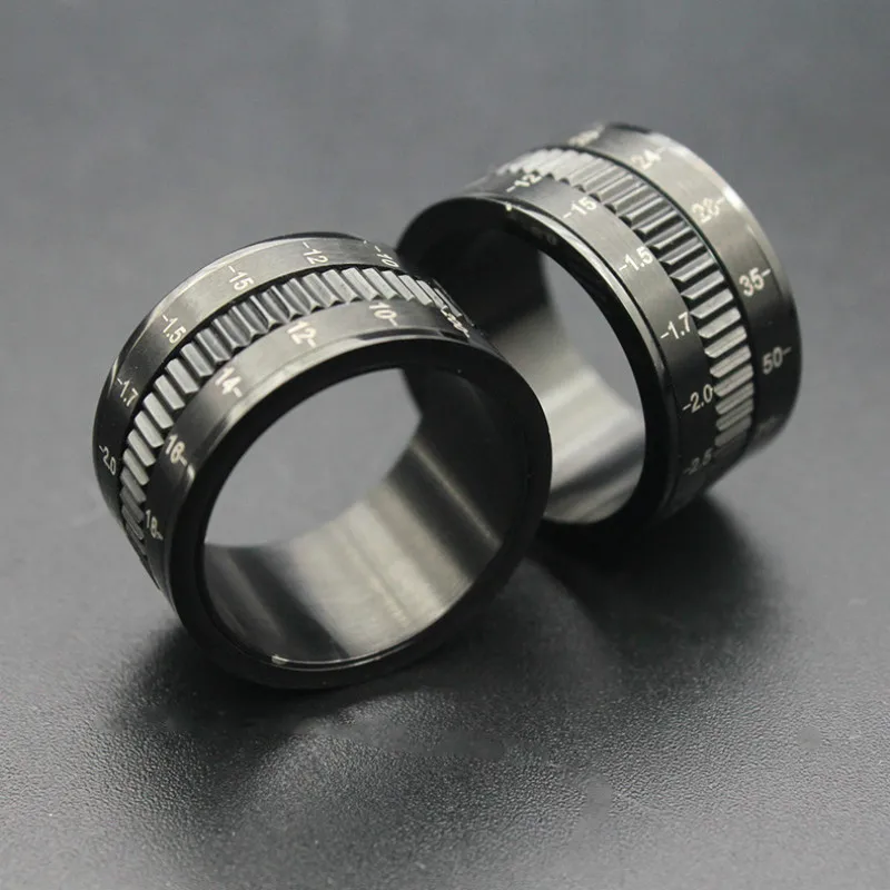 High Quality 8mm Male Punk Vintage Black Rotatable Roman Numerals Stainless Steel Jewelry Wedding Ring for Man Woman