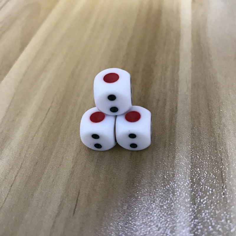 Juego de dados de entretenimiento dedicado KTV, juego de mesa, dados blancos acrílicos, filetes hexaedro, palos de puntos rojos y negros, 10mm, lote de 10 unidades