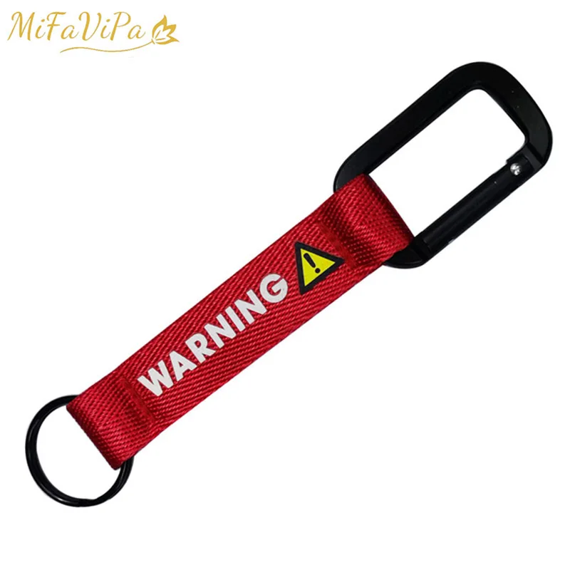 1 PC Carabiner Keyring Danger Warning Keychain Fashion Trinket Pull To Eject Present Pilot Llavero Aviation Gift Sleutelhanger