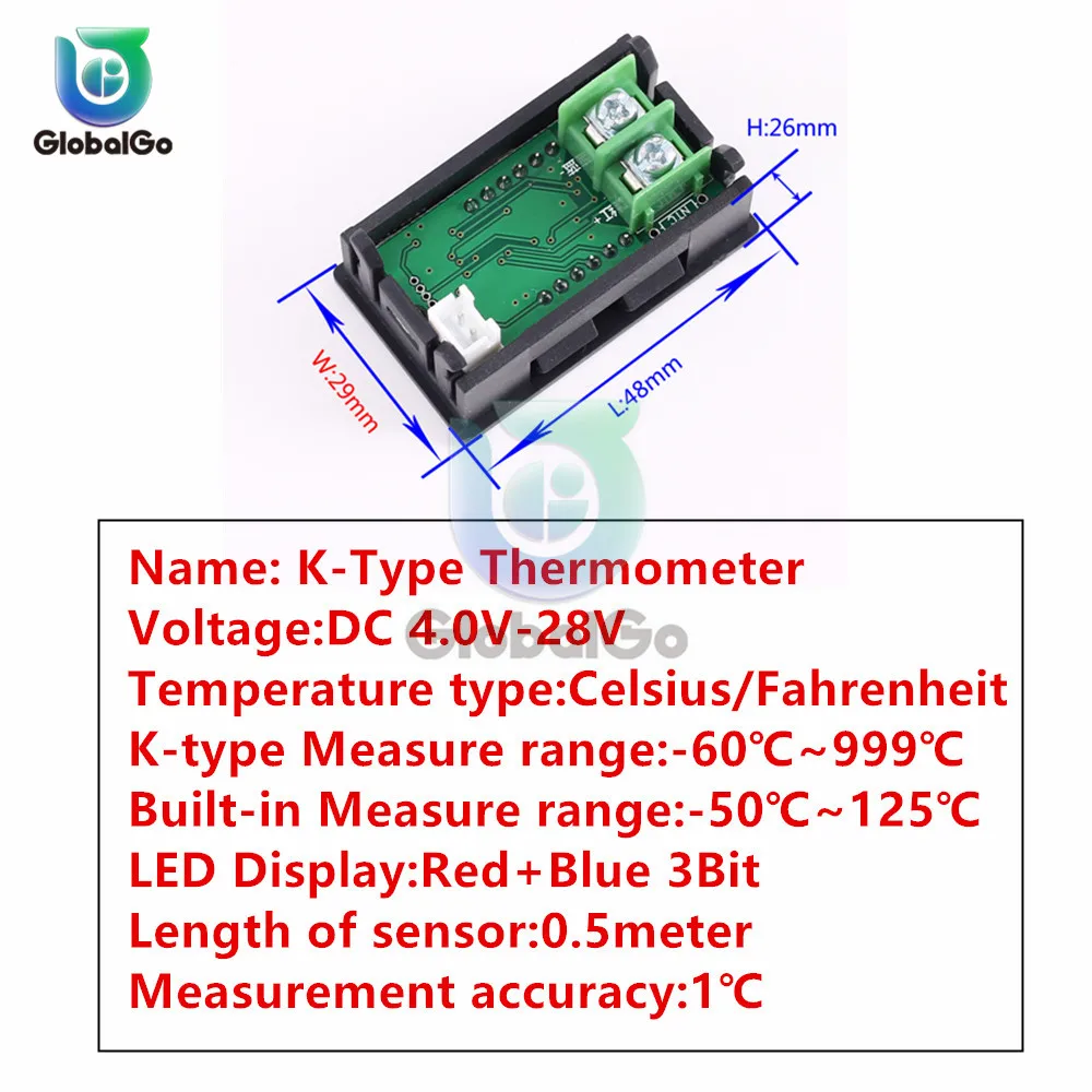 -60℃~999℃ K-type Thermocouple Thermometer Double Digital Air Liquid Temperature Sensor Meter Test For Vegetable Cultivation