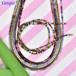 1.5mm Colorful Square Beads 274pcs Natural Stone Beads Hematite Loose Spacer Beads For Jewelry Making DIY Gift Earrings