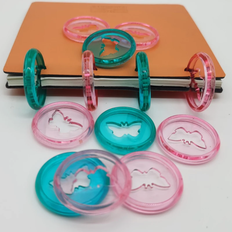 24Pcs/Lot Plastic Binding Rings 28MM Butterfly Loose-leaf Buckle Transparent Buckle Mushroom Hole Notebook Binding Disc