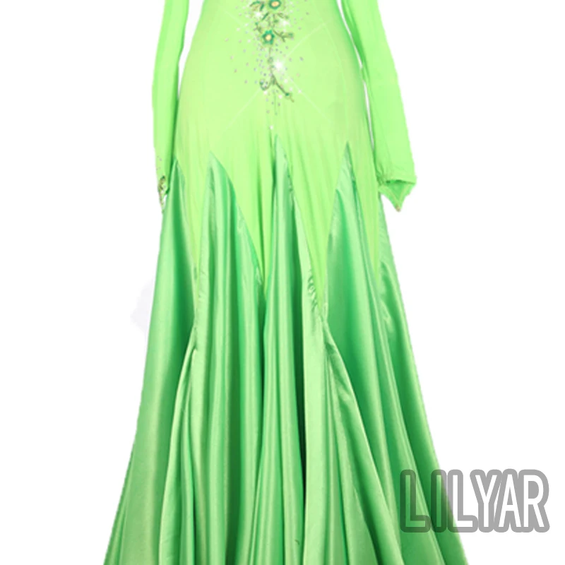 Ballroom Dance Skirt Standard Dress Competition  Show  Customization New Arrival Adult Children Green