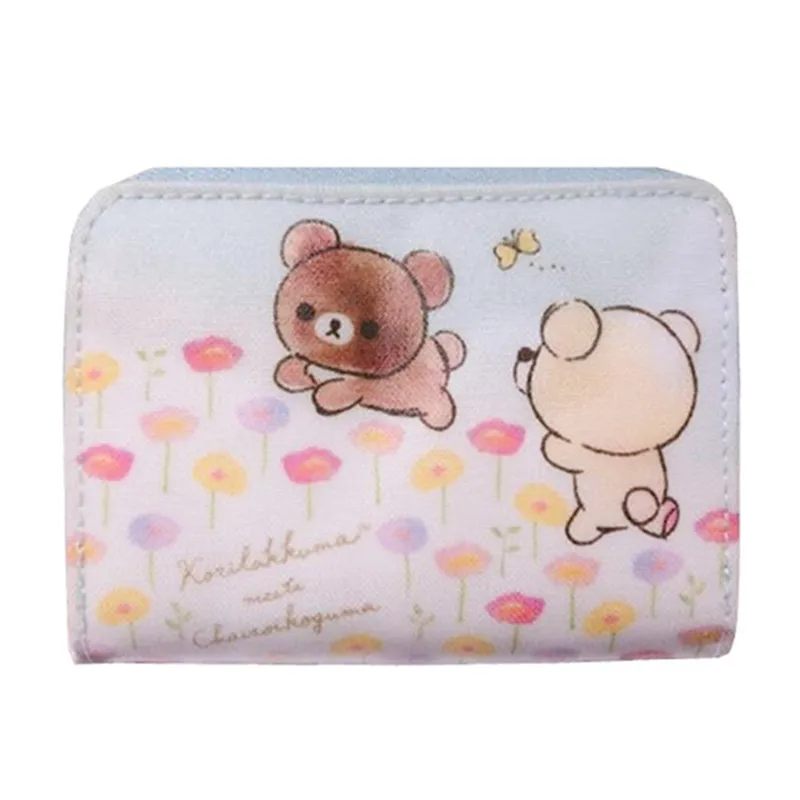 Cute Rilakkuma Credit Card Holder ID Card Wallet Women Kawaii Anime Mini Small Coin Purses Wallet Ladies Card Case Protector