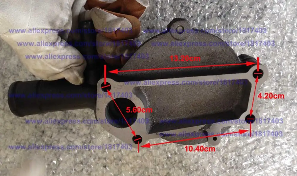 Y385T-11103 Water pump (two-groove pulley) + 480G-11107 gasket, Yangdong YD385 / YD380 engine parts, YND490T-11100-1, N385T-A020