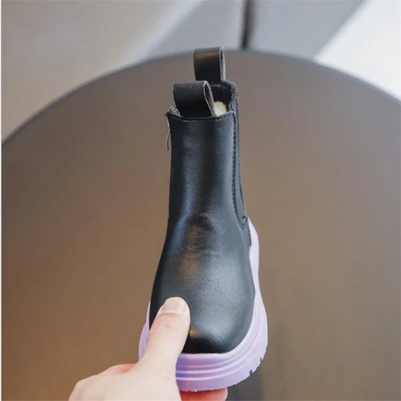 Children Boots Quality leather British style Short-boots girls leather shoes Chelsea short boots kids Cotton shoes Ankel boots