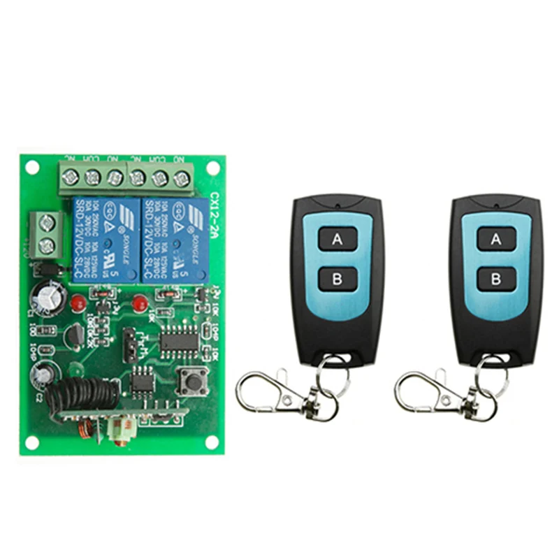 433Mhz Wireless Remote Control Switch DC 12V 24V 10A 2CH Relay Receiver Module RF Realy Transmitter with 433 Mhz Remote Control