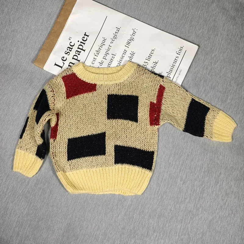 BOBOZONE geometry sweaters for kids boys girls autumn winter